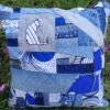 Housse coussin  Chat de dos bleu et blanc