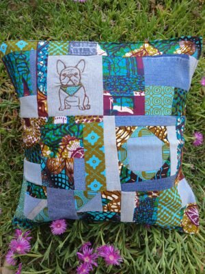 Housse coussin Dog français vert