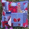 Housse coussin Cerises bleu et rouge