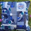 Housse coussin  autruche bleue