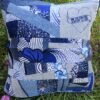 Housse coussin Love bleu et blanc