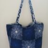 Sac fourre tout réversible simili wax bleu et blanc