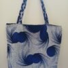 Sac fourre tout réversible simili wax bleu et blanc
