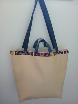 Cabas simili beige et wax