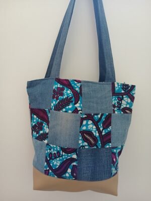 Sac Patchwork carrés Wax et jean