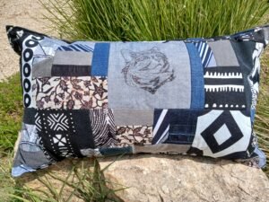 Housse coussin Tête de chat Noir, gris et blanc