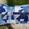 Housse coussin Fleur bleu et blanc