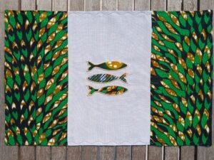 Set de table vert et marron