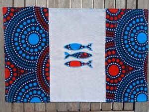 Set de table turquoise et rouge