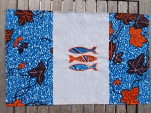 Set de table turquoise et orange