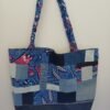 Sac fourre tout réversible simili wax patchwork rose et bleu
