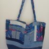 Sac fourre tout réversible simili wax patchwork rose et bleu