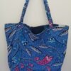 Sac fourre tout réversible simili wax patchwork rose et bleu