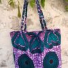 Sac fourre tout réversible simili wax violet et vert