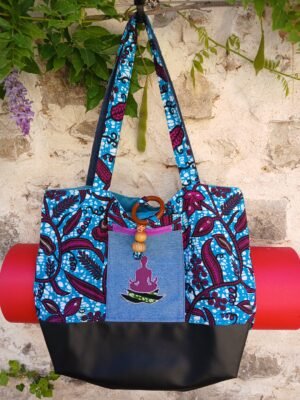 Sac de yoga / sport turquoise et violet  Petit modèle