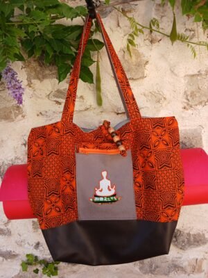 Sac de yoga / sport orange et marron Petit modele