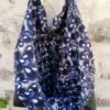 Sac fourre tout réversible simili wax XXL bleu et noir