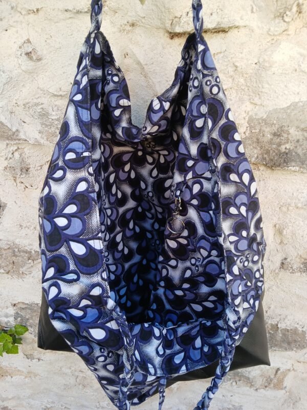 20250624_102123 Sac fourre tout réversible simili wax XXL bleu et noir