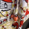 Sac fourre tout simili wax XXL rouge et beige