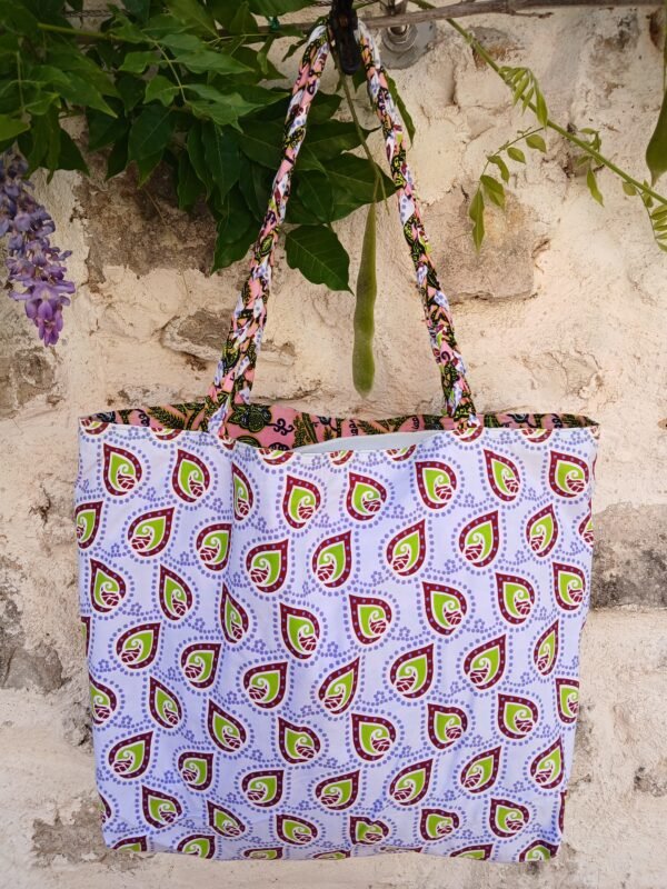 20250624_103945 Sac fourre tout réversible wax rose et vert