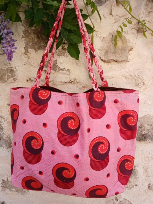 20250624_104053 Sac fourre tout réversible wax rose, rouge et marron