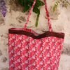Sac fourre tout réversible wax rose, rouge et marron