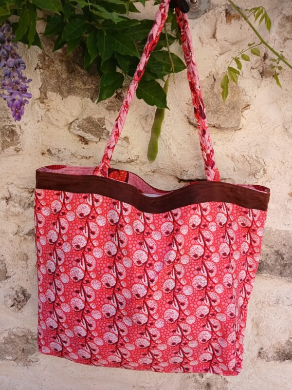 20250624_104142 Sac fourre tout réversible wax rose, rouge et marron