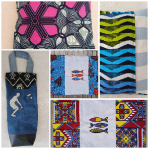Sac Patchwork carrés Wax turquoise et jean