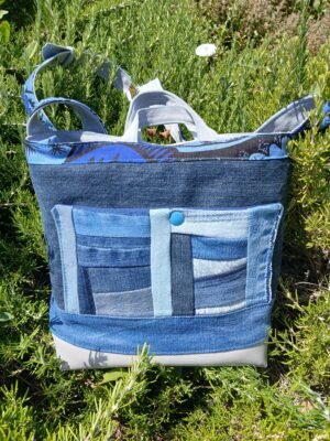 Sac jean et wax poche patchwork