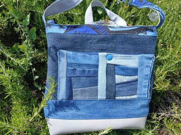 Sac jean et wax poche patchwork
