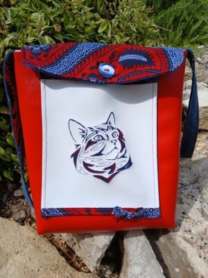 Sac Bandoulière multipoches chat rouge