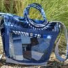 Sac bleu roi poche patchwork en jean