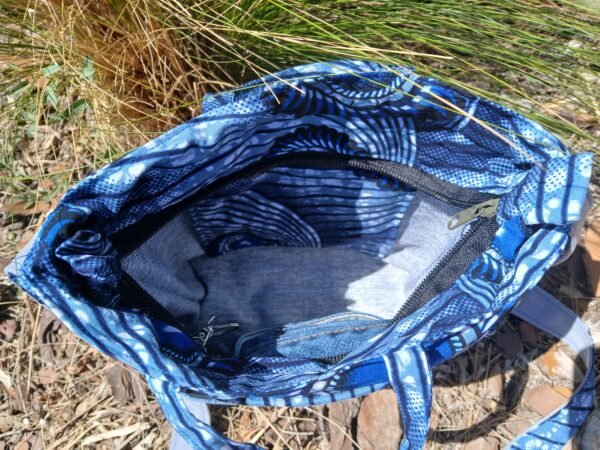 Sac bleu roi poche patchwork en jean