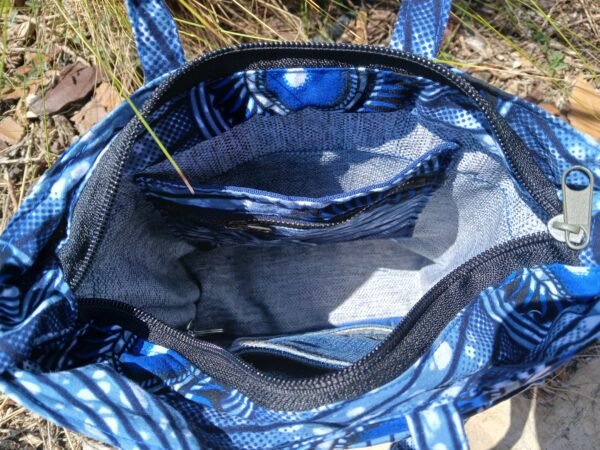 Sac bleu roi poche patchwork en jean