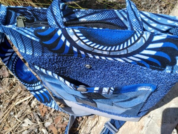Sac bleu roi poche patchwork en jean