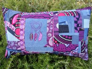 Housse coussin Attrape rêve violet et rose