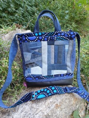 Sac bleu roi poche patchwork