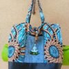Sac de yoga / bleu et saumon Grand modèle