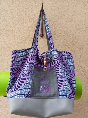 Sac de yoga / parme et gris Grand modèle