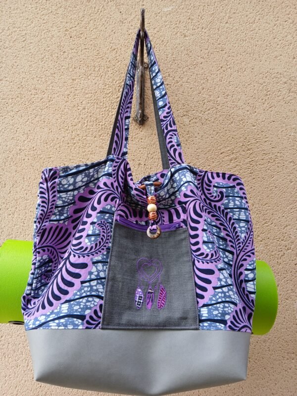Sac de yoga / parme et gris Grand modèle