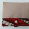 Portefeuille multi poches beige et rouge