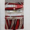 Portefeuille multi poches beige et rouge