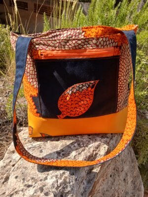 Sac poche brodée feuille