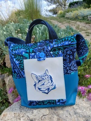 Sac poche brodée Chat