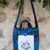 Sac poche brodée Chat