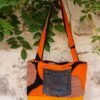 Sac poche brodée feuille