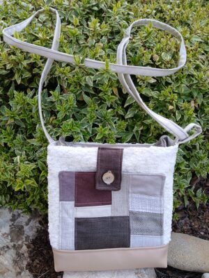 Sac beige poches patchwork