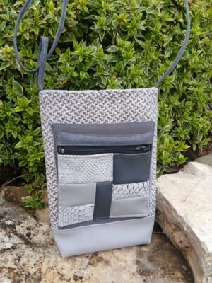 Sac gris poche patchwork