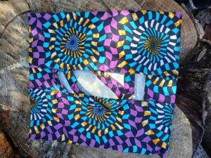 Porte tarte violet, turquoise et orange