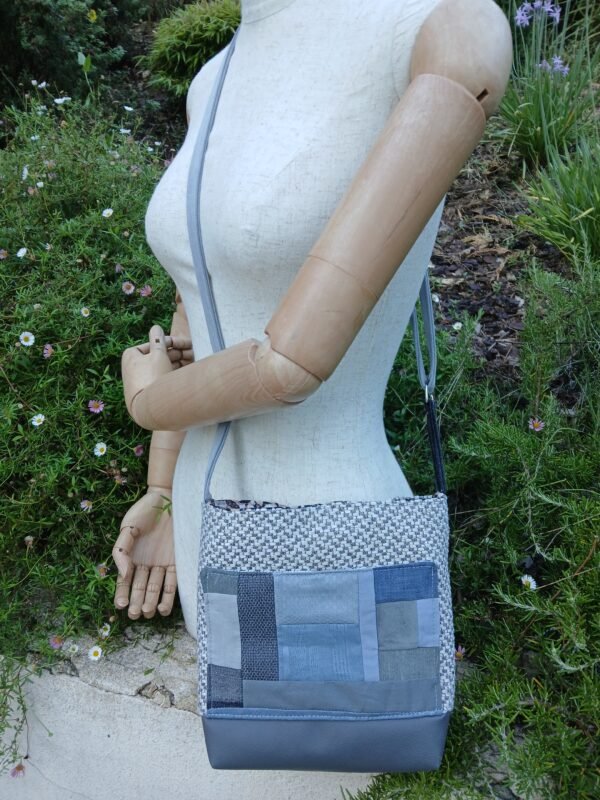 Sac gris poche patchwork 2